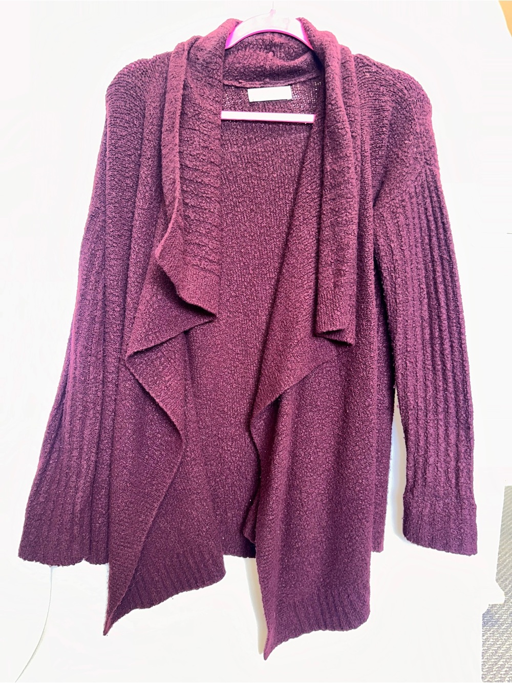 Abercrombie & Fitch Plum Open-Front Draped Cardigan
